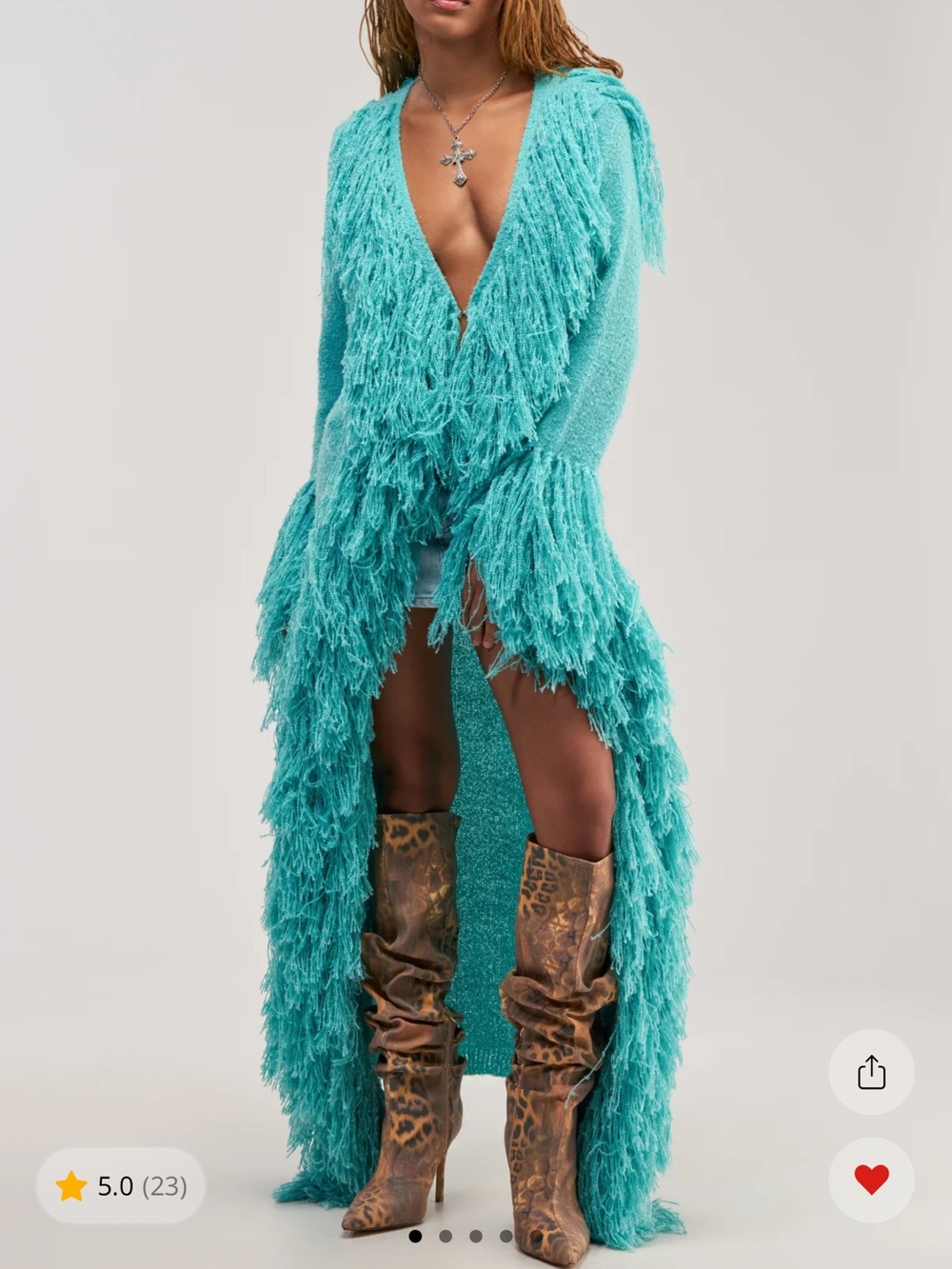NWT AKIRA Turquoise Fringe Knit Scarf